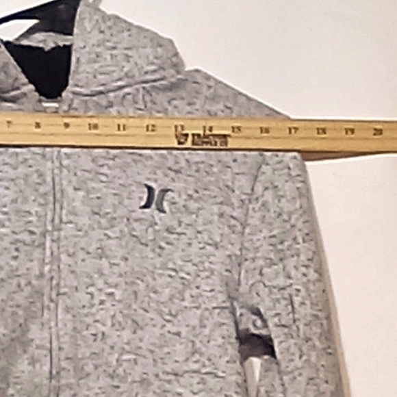 Hurley Zip Hoodie Sweater Grey w/ Black Flecks Kid L 2 Pocket Fleeced Lined Hood - Picture 8 of 12